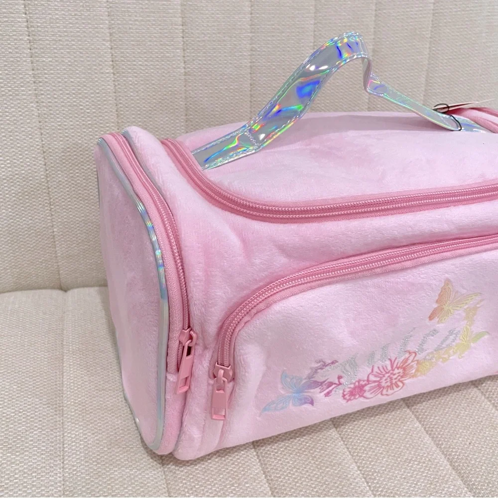 NEW Juicy Couture Pink Velour Butterfly Rhinestone‎ Makeup Bag Toiletry Case NWT